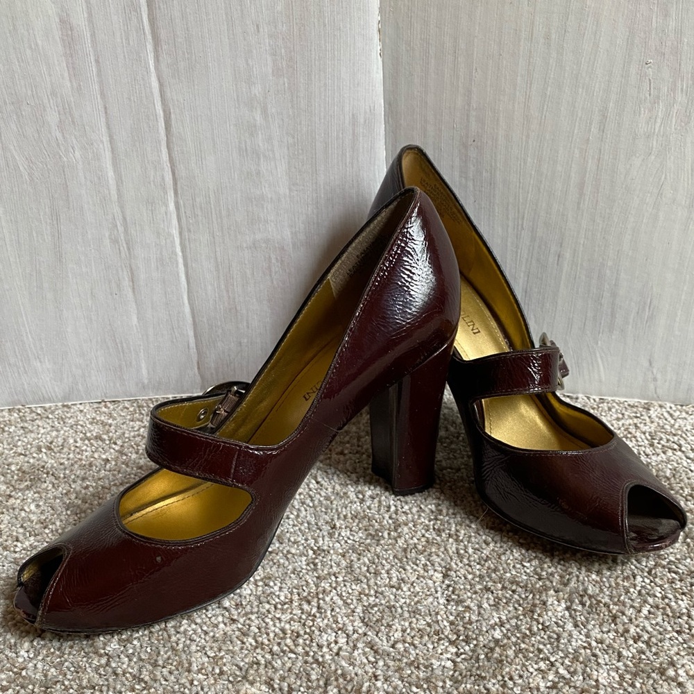 Enzo Angiolini Mahogany Peeptoe MaryJanes Size 7.5